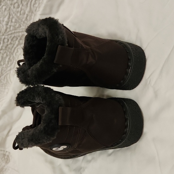 New! Brown snow boots warm fur lined lace up outdoor booties waterproof - Picture 8 of 10